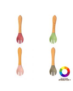 Tenedor Silicón Mango Madera