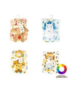 Cobija Bebé Estampada Con Peluche