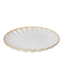 Plato Cerámica Blanco Y Beige