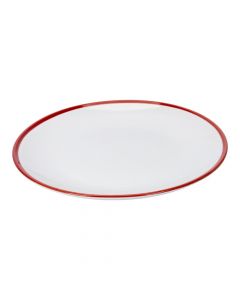 Plato Cerámica Blanco Y Rojo