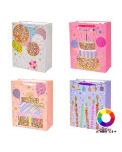 Bolsa Papel Estampado Con Escarcha