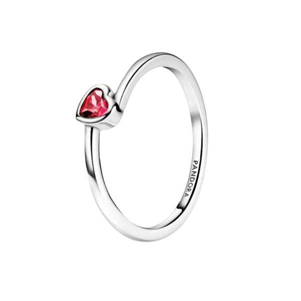 Anillo Corazon Rojo Inclinado Pandora