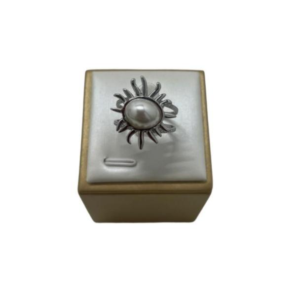 Anillo De Acero Diseño  Sol  Plateado