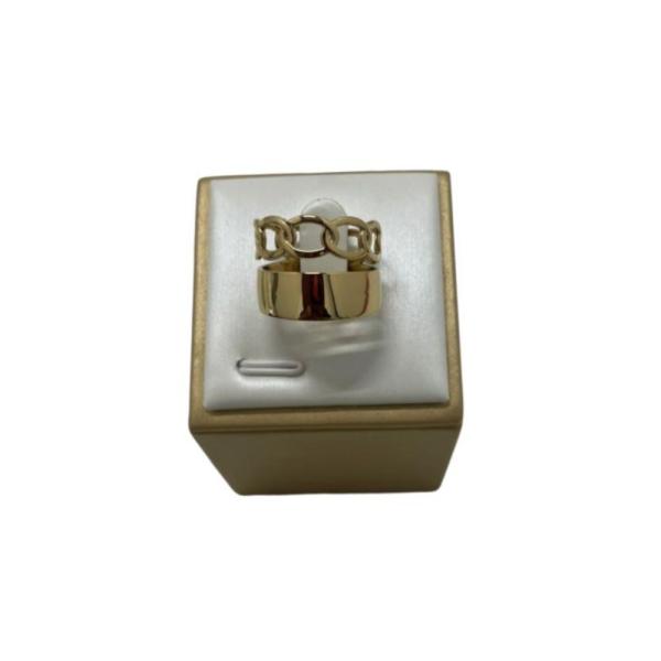 Anillo De Acero Diseño Cadena Dorado