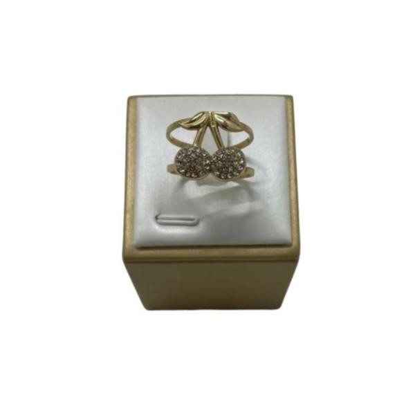 Anillo De Acero Diseño Cerezas  Dorado