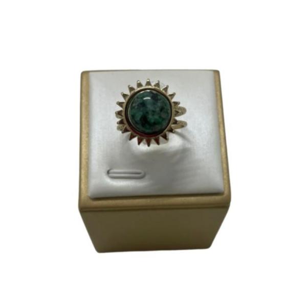 Anillo DE Acero Diseño Jade Dorado