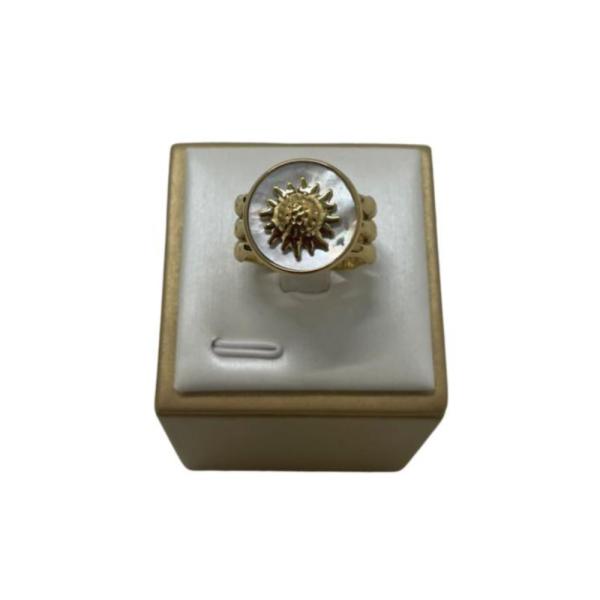 Anillo De Acero Diseño Sol Dorado