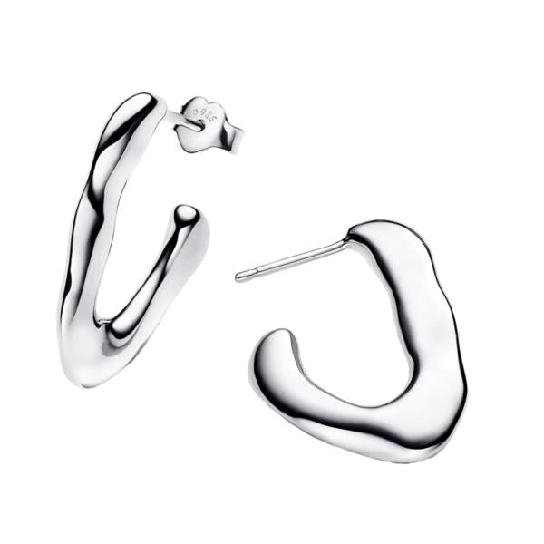 Aretes Aro Abierto Forma Organica En V Pandora