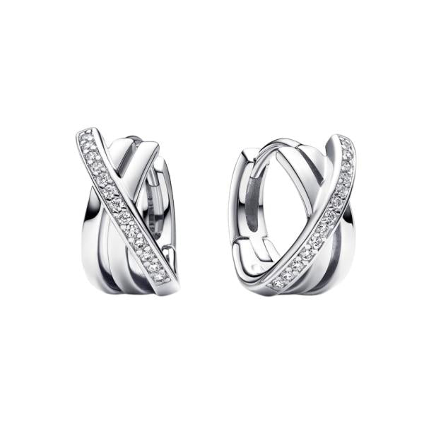 Aretes Aro Pave Cruzado Pandora