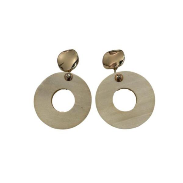 Aretes De Madera Beige/Dorado