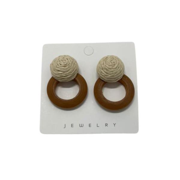 Aretes De Madera Beige/Cafe