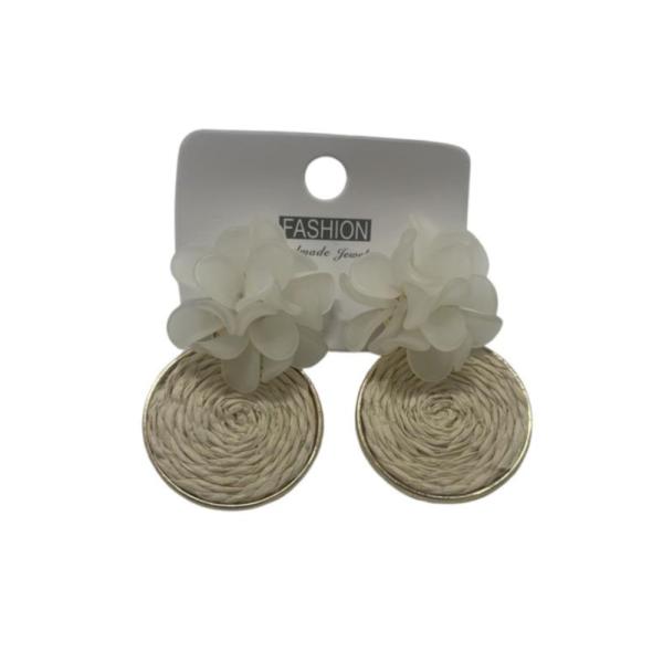 Aretes De Playa Diseño Flor Blanco
