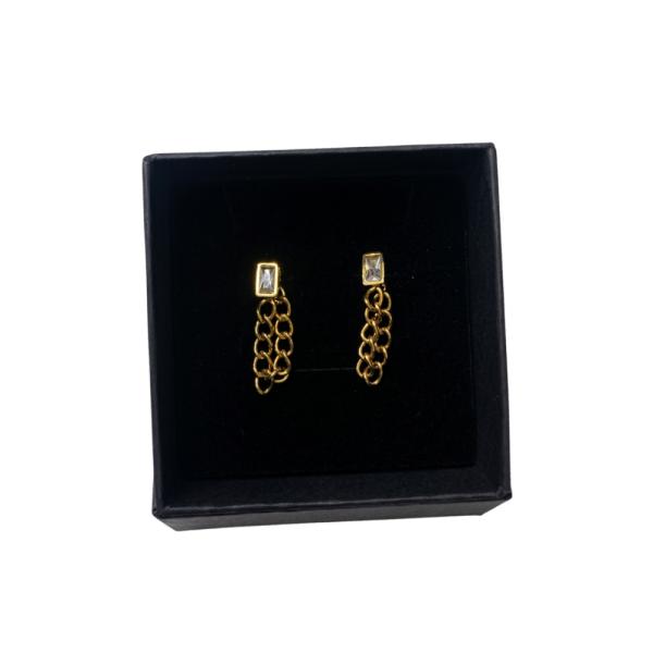 Aretes Dorados Diseño Cadenita Modelo T000647949