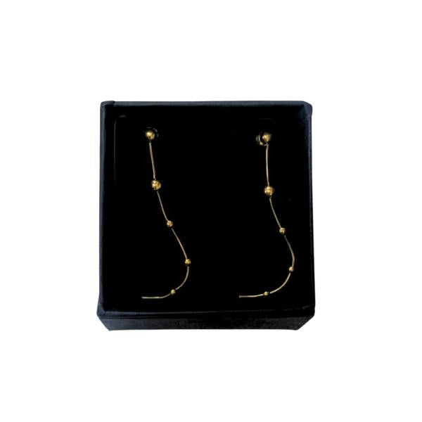 Aretes Dorados Diseño Largo Bolitas Modelo T000684287