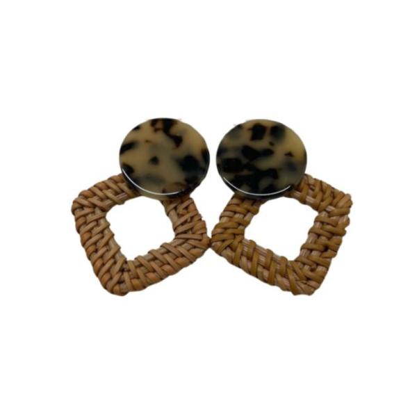 Aretes Mimbre Diseño Circulo Carey