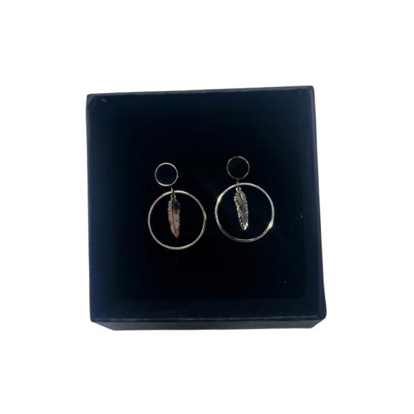 Aretes Plateados Diseño Pluma  Modelo T000890841