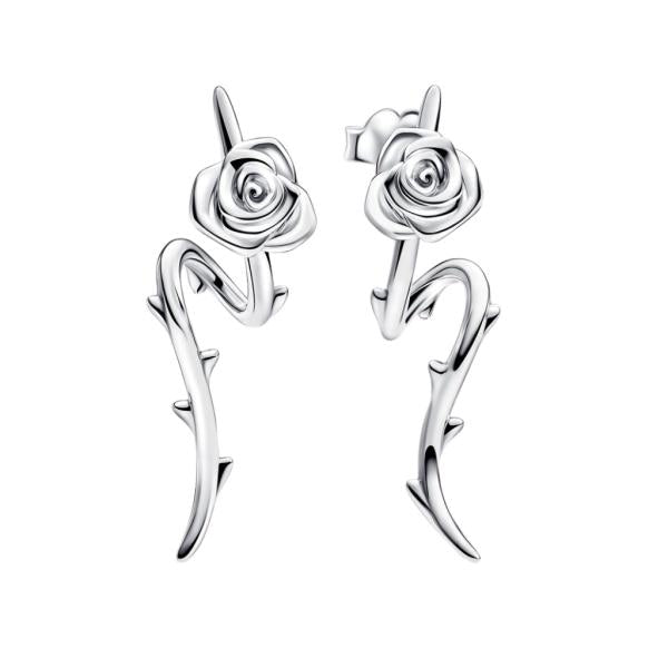 Aretes Rosa Curvada Floreciendo Pandora