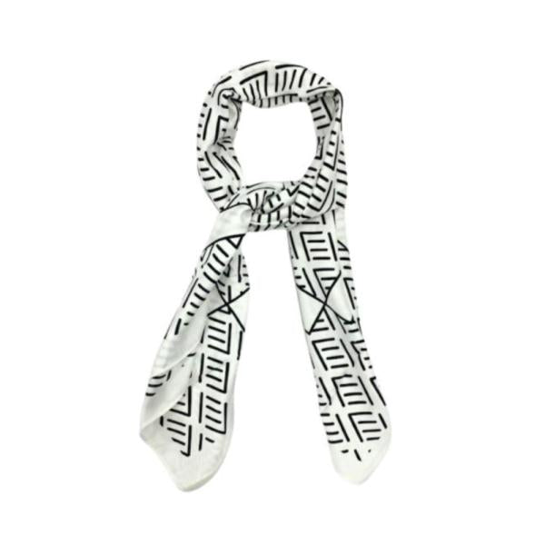 Bandana 90X90 Con Estampado Cuadros A Rayas Blanco