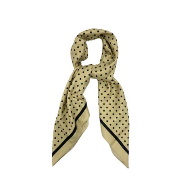 BANDANA 90x90 CON ESTAMPADO DE PUNTOS BEIGE