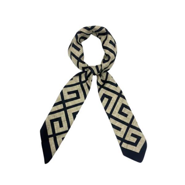 BANDANA 90x90 CON ESTAMPADO GRIEGO BEIGE