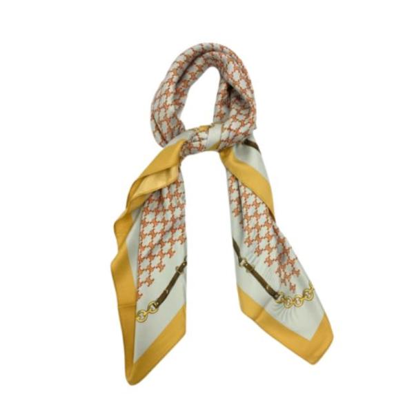 BANDANA 90x90 CON ESTAMPADO MARCA CELINE NARANJA