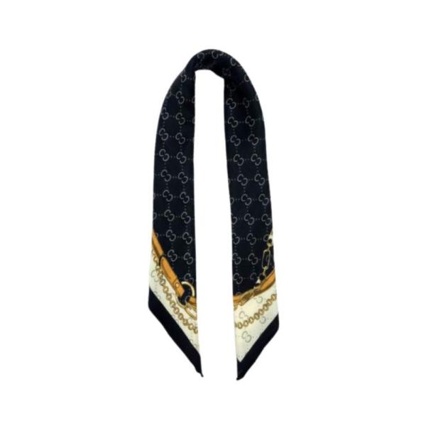 Bandana Con Estampado De Cinturonesy Cadenas Negro
