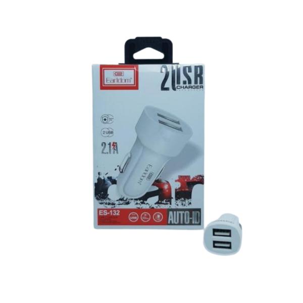Cargador Cubo Carro Doble Usb 2.1  Es-132 Earldom Blanco