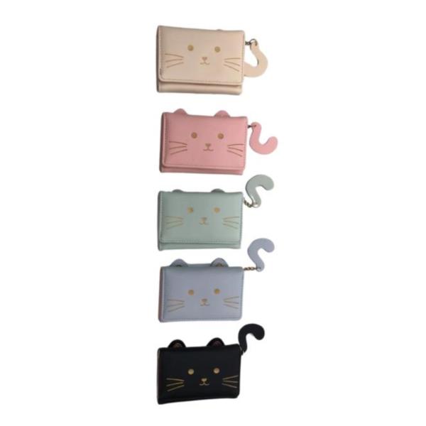 Billetera  Para Dama Diseño Gato Modelo C351-1 Blanco