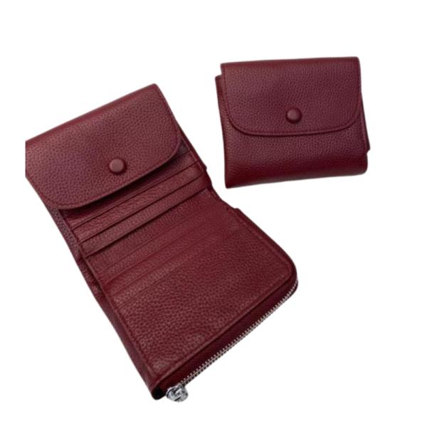 Billetera De Cuero Para Dama 1021 Vino