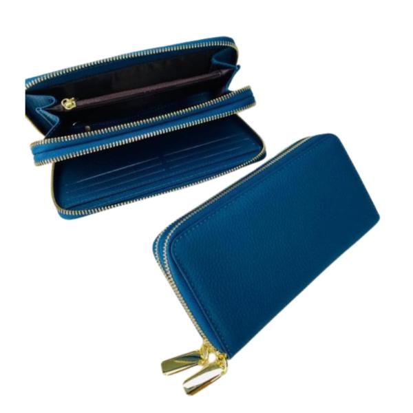 Billetera De Cuero Para Dama 6918 Azul