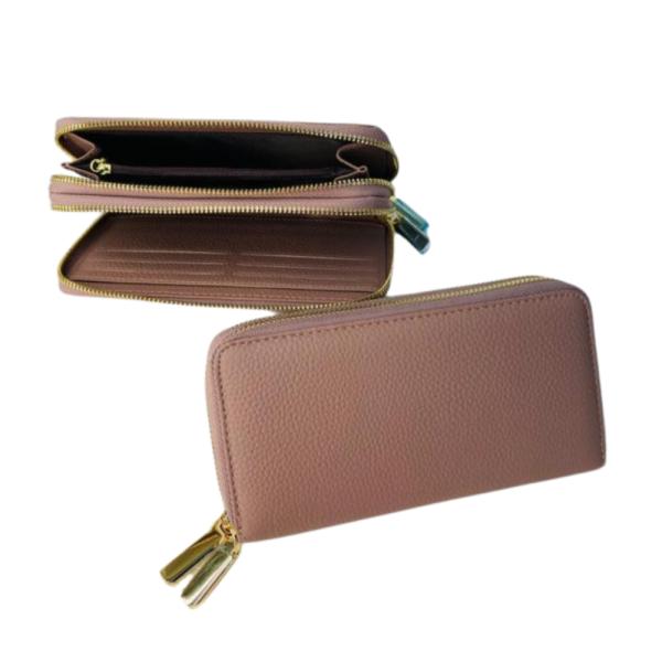 Billetera De Cuero Para Dama 6918 Palo Rosa