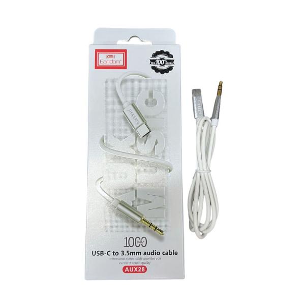 Cables Auxiliar 3.5 Mm A Tipo C 1M 100 Cm Et-Aux28 Earldom Blanco