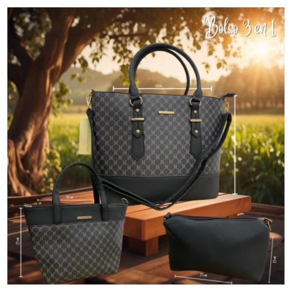 Bolso 3 En 1 Para Dama 2886 Negro