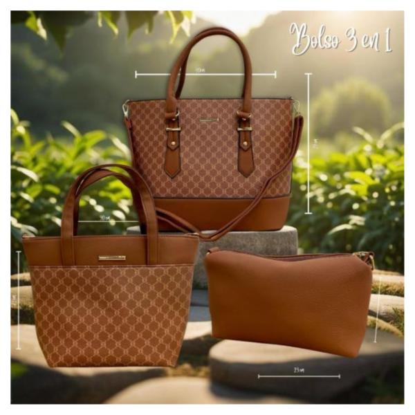 Bolso 3 En 1 Para Dama 2886 Cafe Claro