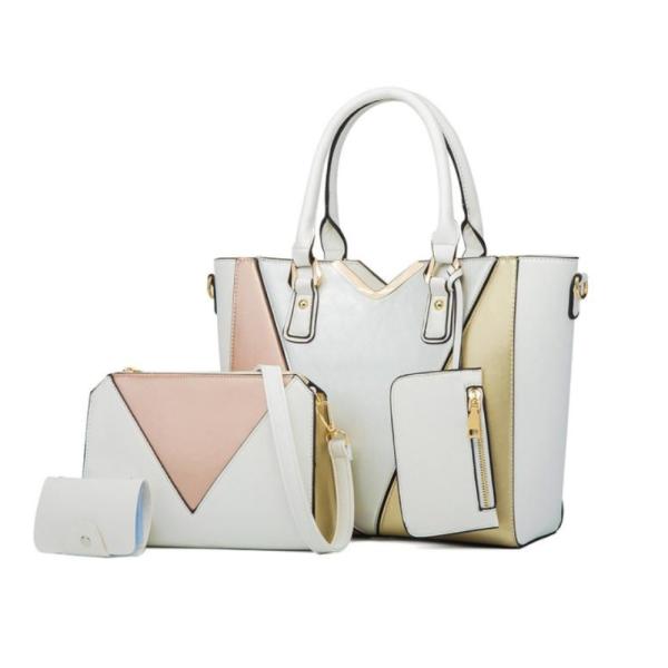 Bolso 3 En 1 Para Dama F20808 Blanco Tricolor
