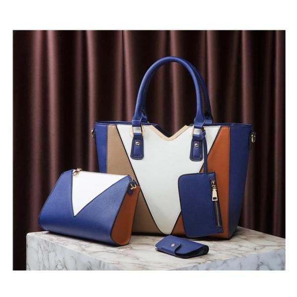 Bolso 3 En 1 Para Dama F20808 Azul Tricolor