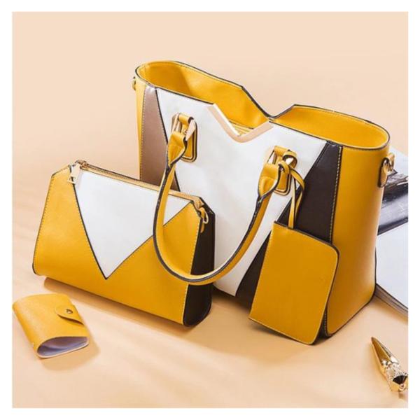 Bolso 3 En 1 Para Dama F20808 Amarillo Tricolor