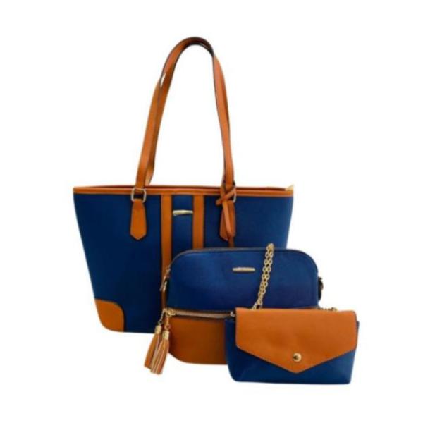 Bolso 3 En 1 Para Dama F21516 Azul/Cafe