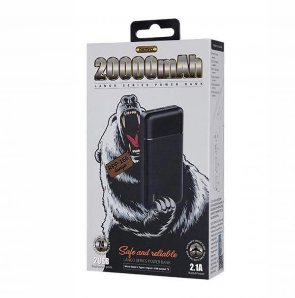 Bateria De Emergencia RPP-166 20.000MAH Serie Lango Remax Negro