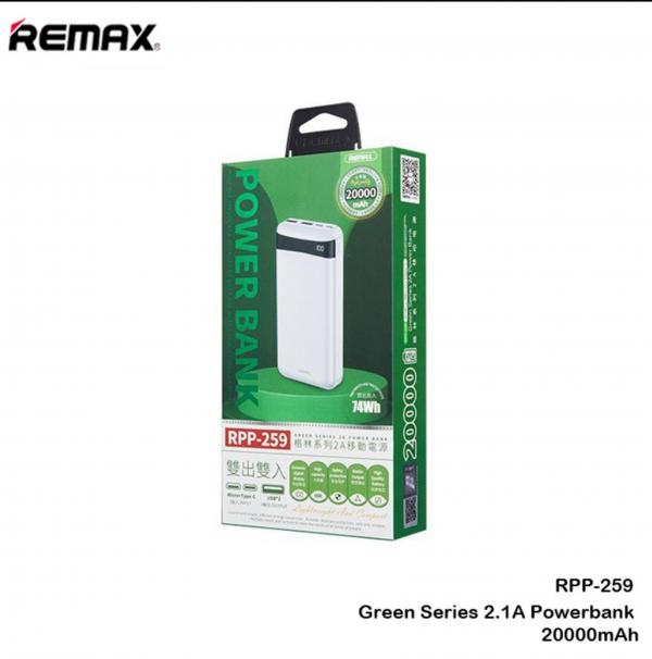 BATERIA DE EMERGENCIA RPP-259 20.000MHA SERIE GREEN REMAX AZUL