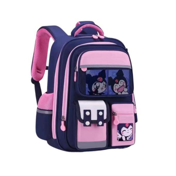 Bolso Escolar Con Diseño Modelo 1507 Azul/Rosado