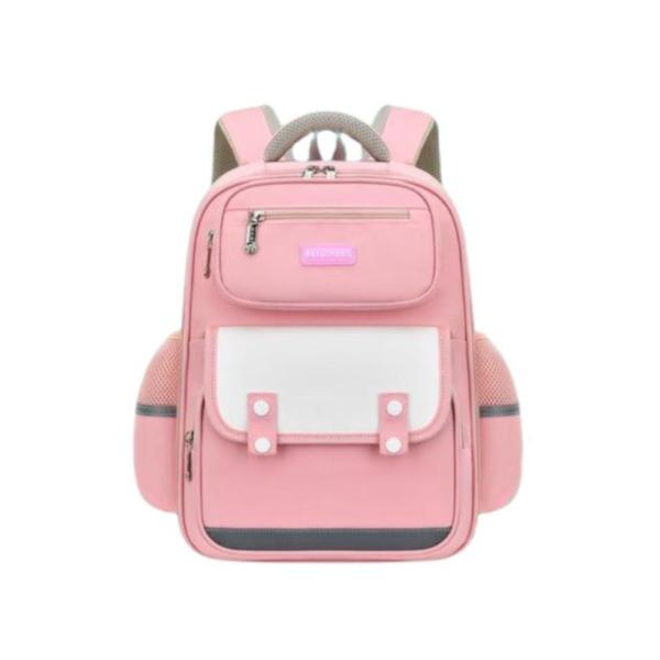 Bolso Escolar Con Diseño Modelo 6383 Rosado/Blanco