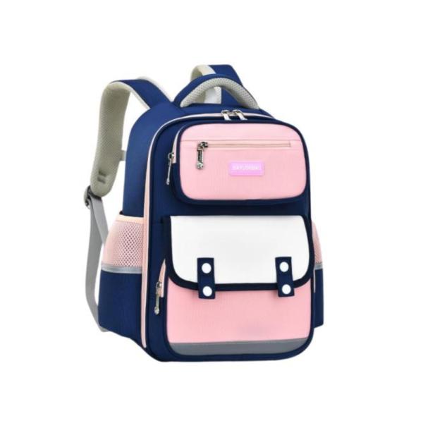 Bolso Escolar Con Diseño Modelo 6383 Azul/Rosado