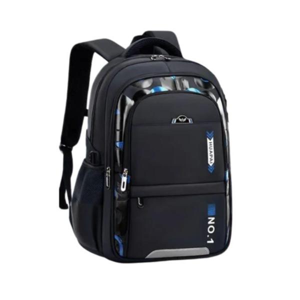 Bolso Escolar Con Diseño Modelo 8288 Negro/Celeste