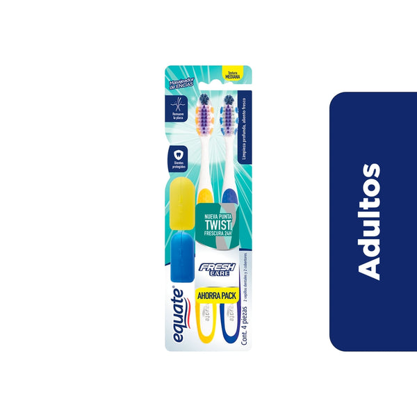 Cepillo De Dientes Equate Y Cobertores Fresh Care Textura Mediana 2pack