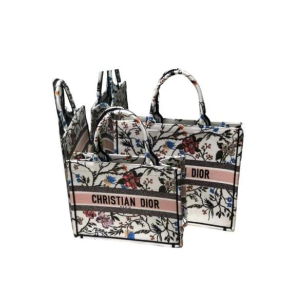 Bolso Modelo Book Tote Diseño Tejido Dior Estampado Flores