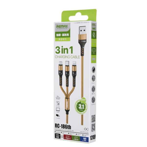 CABLE RC-186TH 3EN1 SERIE SPEED REMAX DORADO