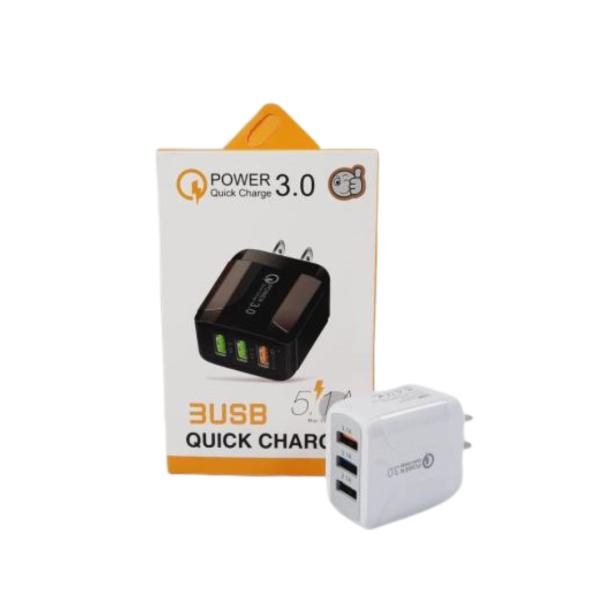 Cargador Cubo Casa  3 Usb Qc 3.0 5 A Color Blanco