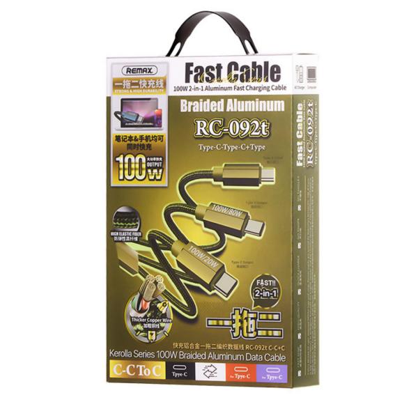 CABLE USB TIPO C A TIPO C RC-092T SERIE KEROLLA REMAX VERDE