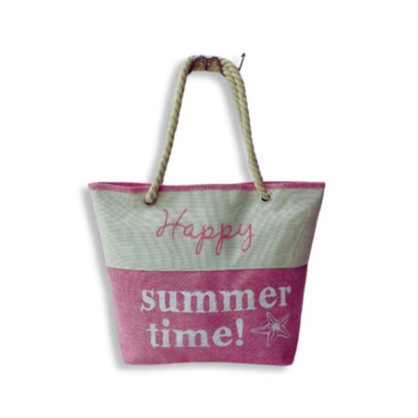 Bolso Playero Happy Summer Time Rosado 21Hf502-2